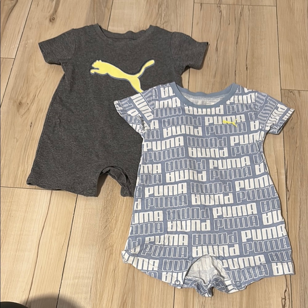 EUC 6-9m Puma Baby Romper Set - Gray and Blue